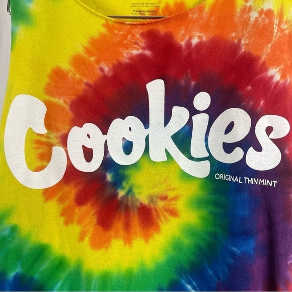 Cookies Medium Vibrant Bright Tie Dye Swirl Hippie Boho Cut Off Tank Top Beach - Picture 3 of 10
